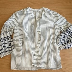 Madewell stripe Embroidered blouse